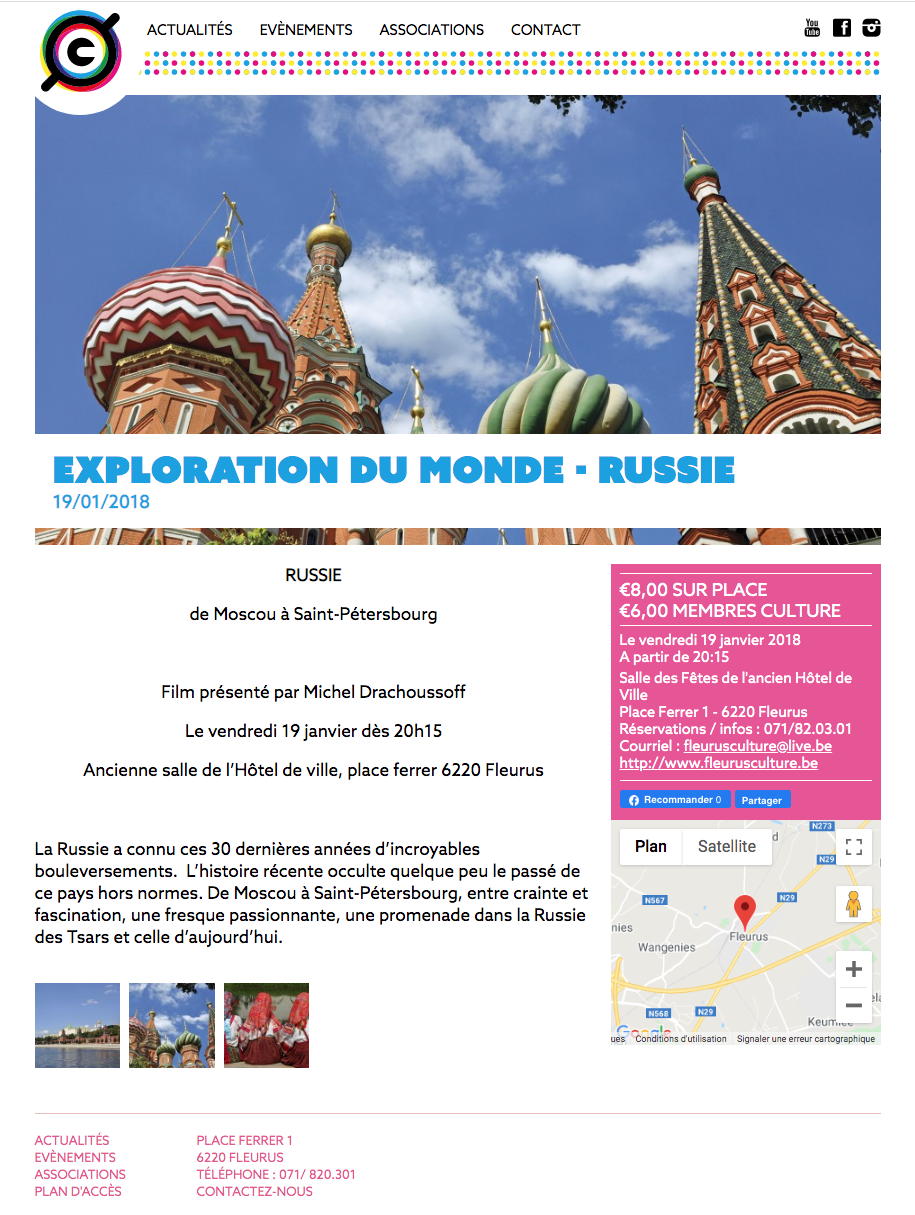 Annonce. Exploration du monde. Russie - de Moscou à Saint-Pétersbourg. 2018-01-19